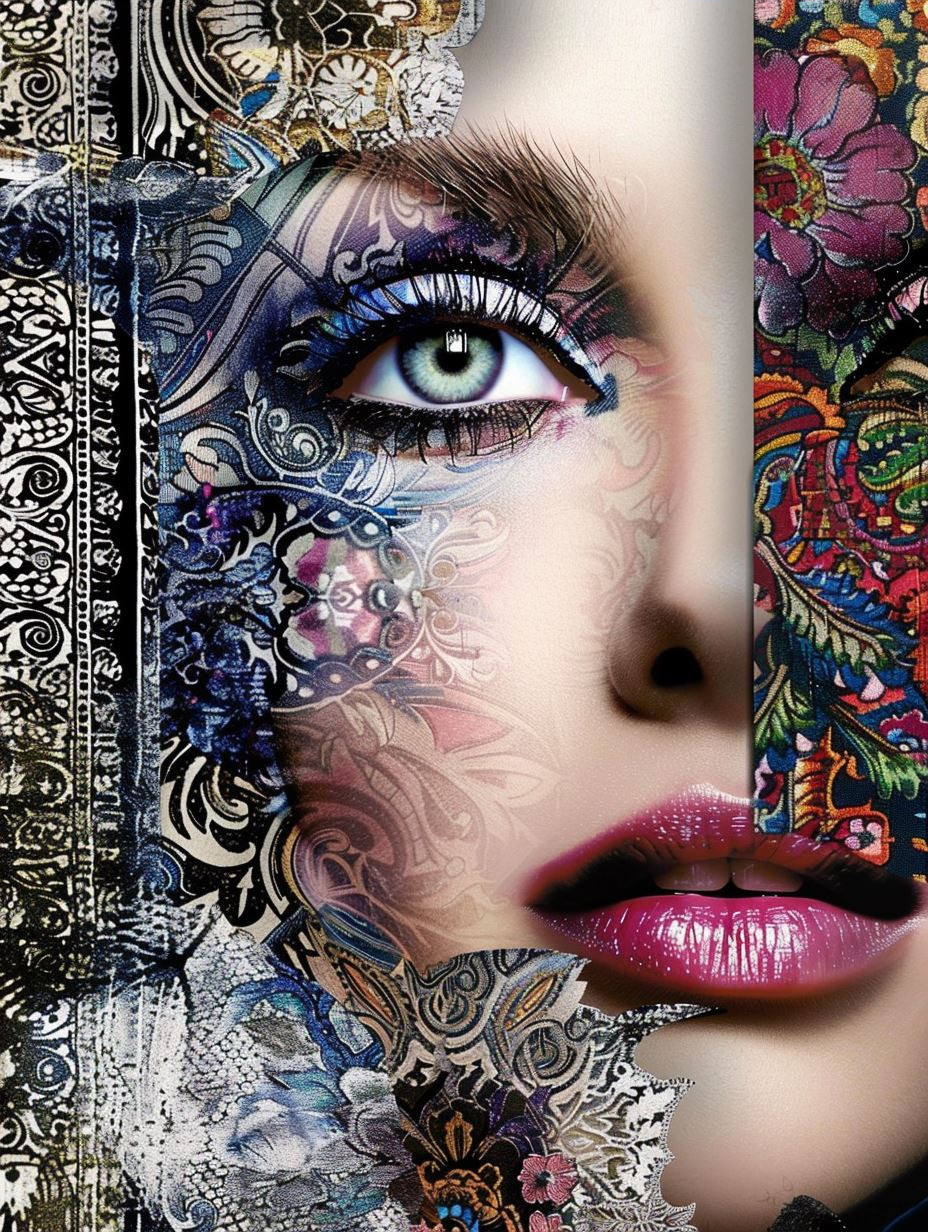 Fragmented Elegance Mixed Media Portrait