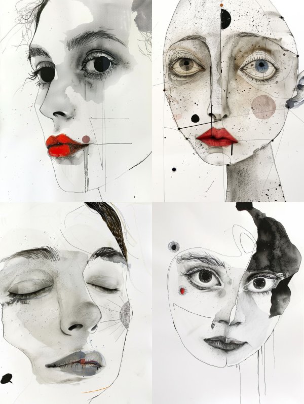 Fragmented Ink Portrait Study
