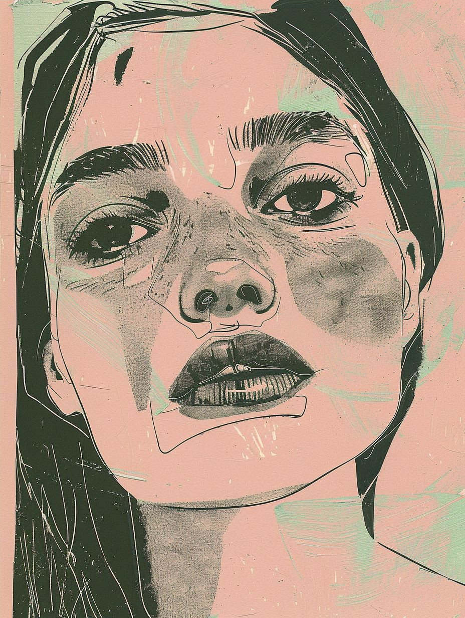 Abstract Pastel Ink Portrait