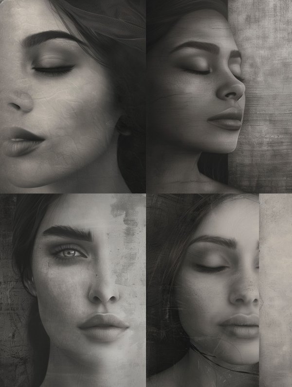 Ethereal Cracked Stone Portrait