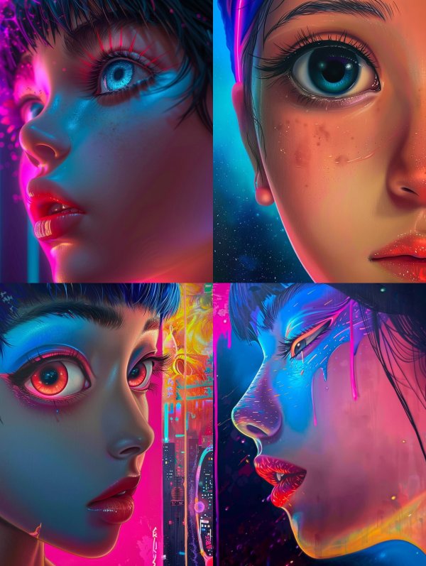 Neon Cybernetic Dream Portrait