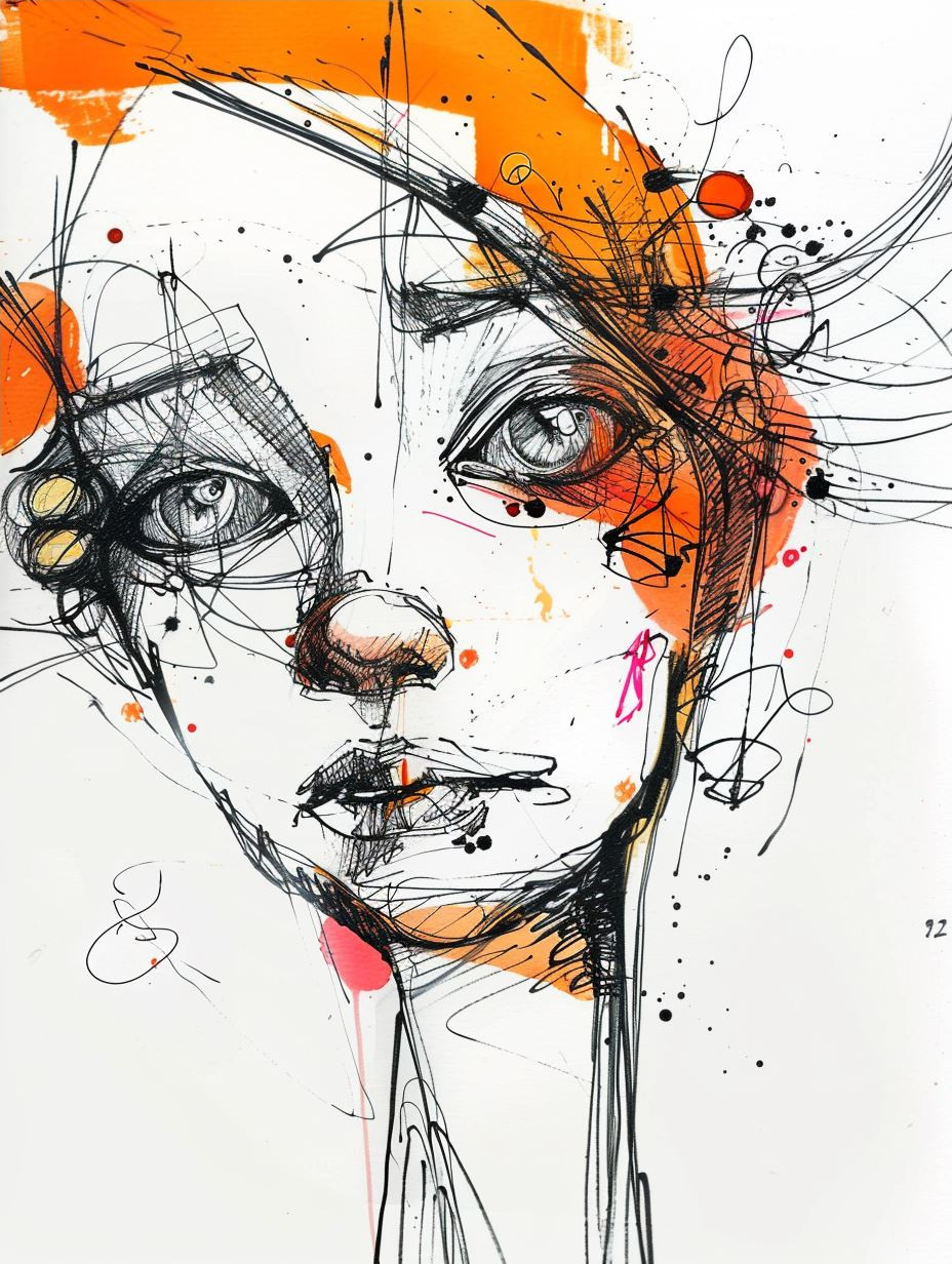 Abstract Ink and Amber Gaze