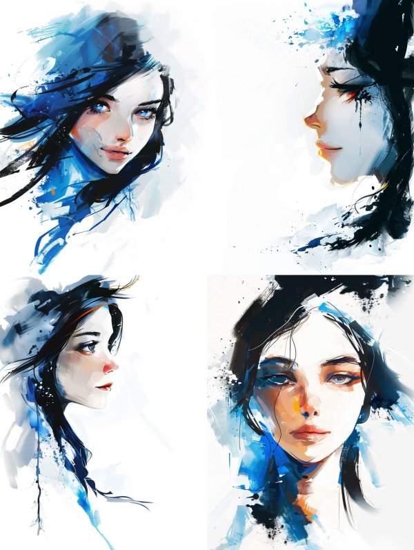 Azure Ethereal Digital Portrait
