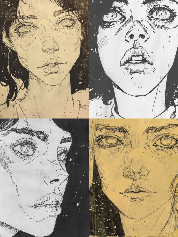 Melancholic Ink Portrait Study