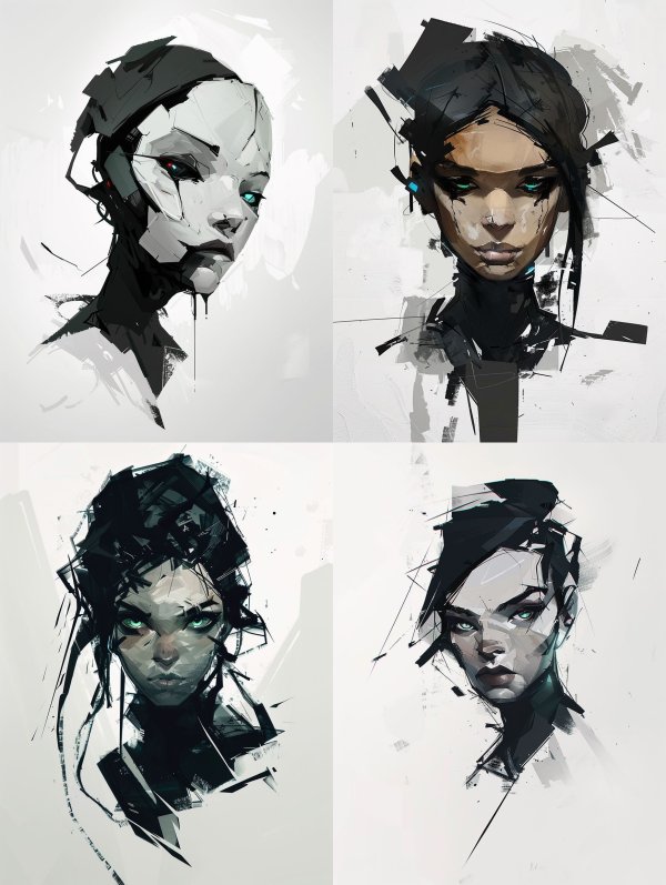 Fragmented Cybernetic Soul Portrait