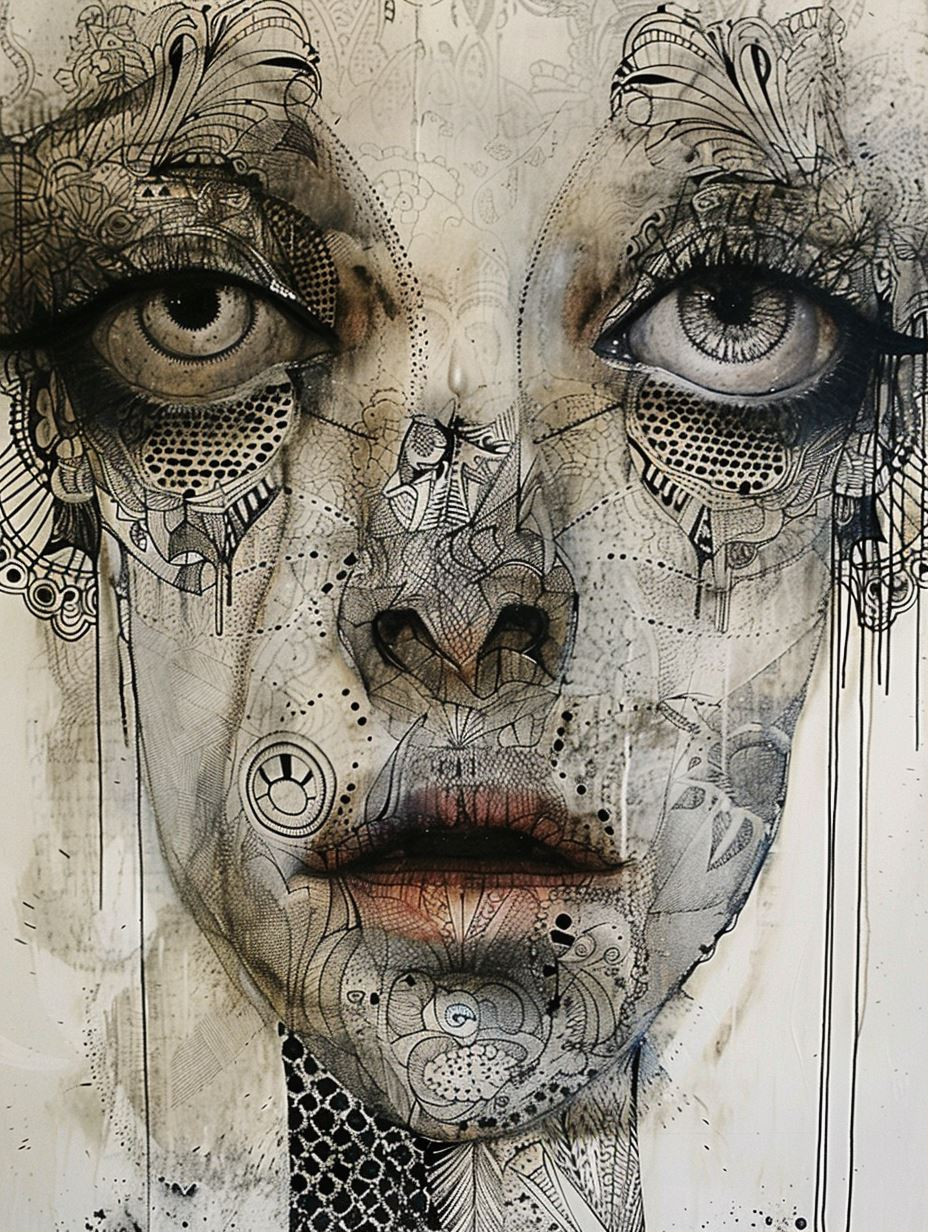 Intricate Ink Surrealist Portrait