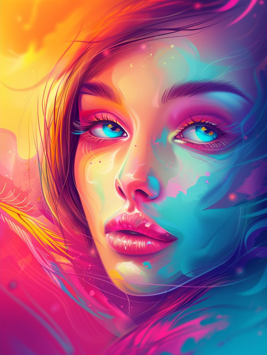 Neon Prism Ethereal Portrait