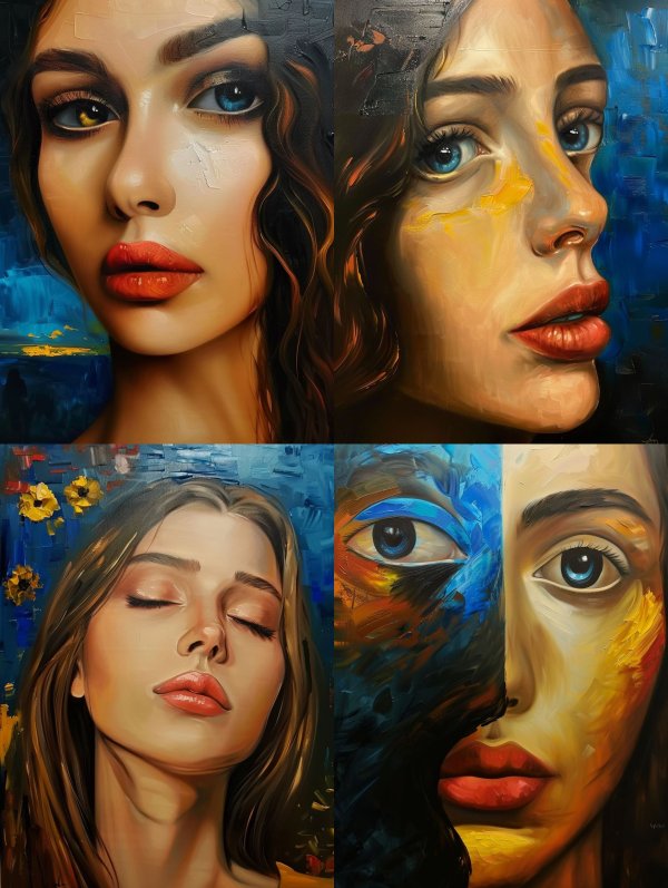 Dual Gaze Oil Portrait