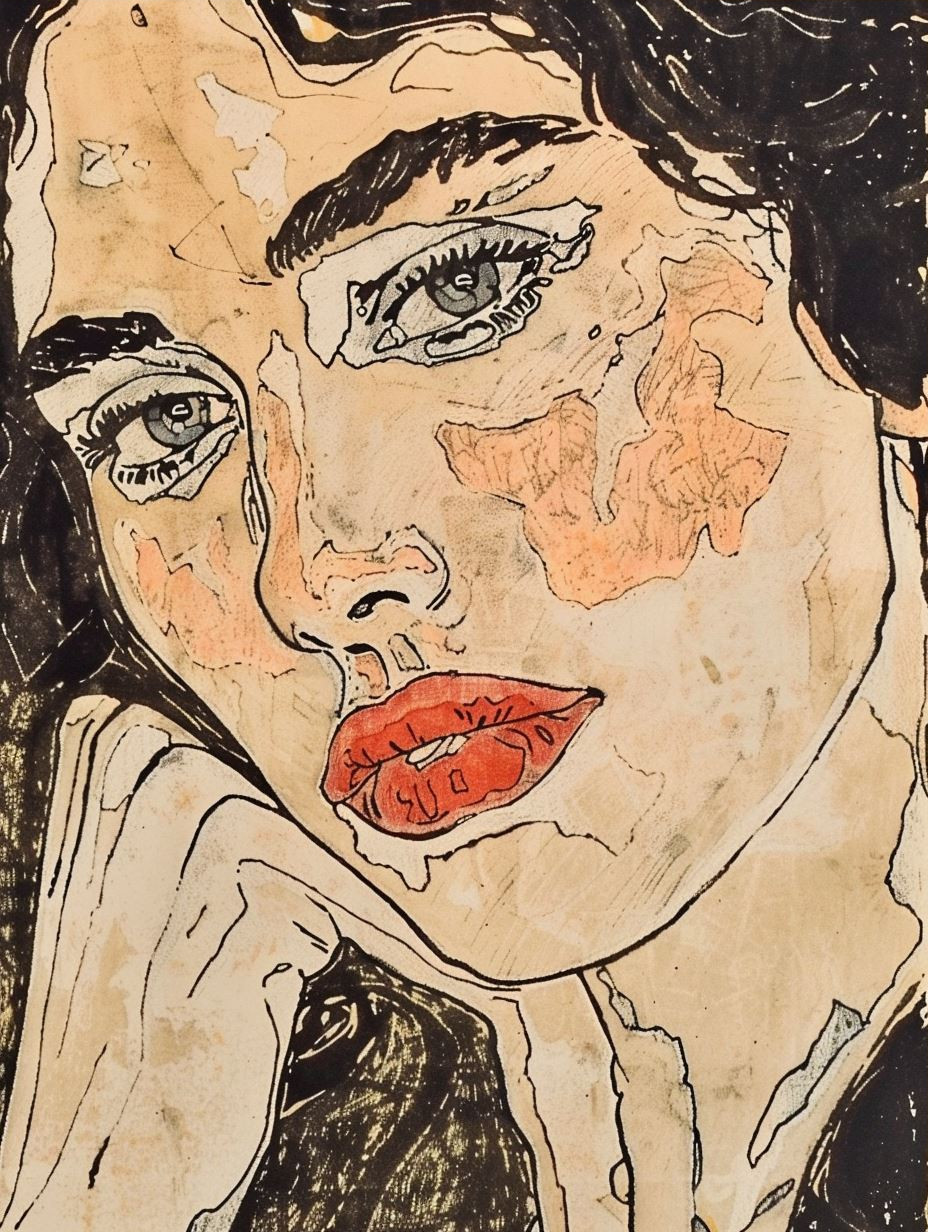 Rustic Ink Portrait on Parchment