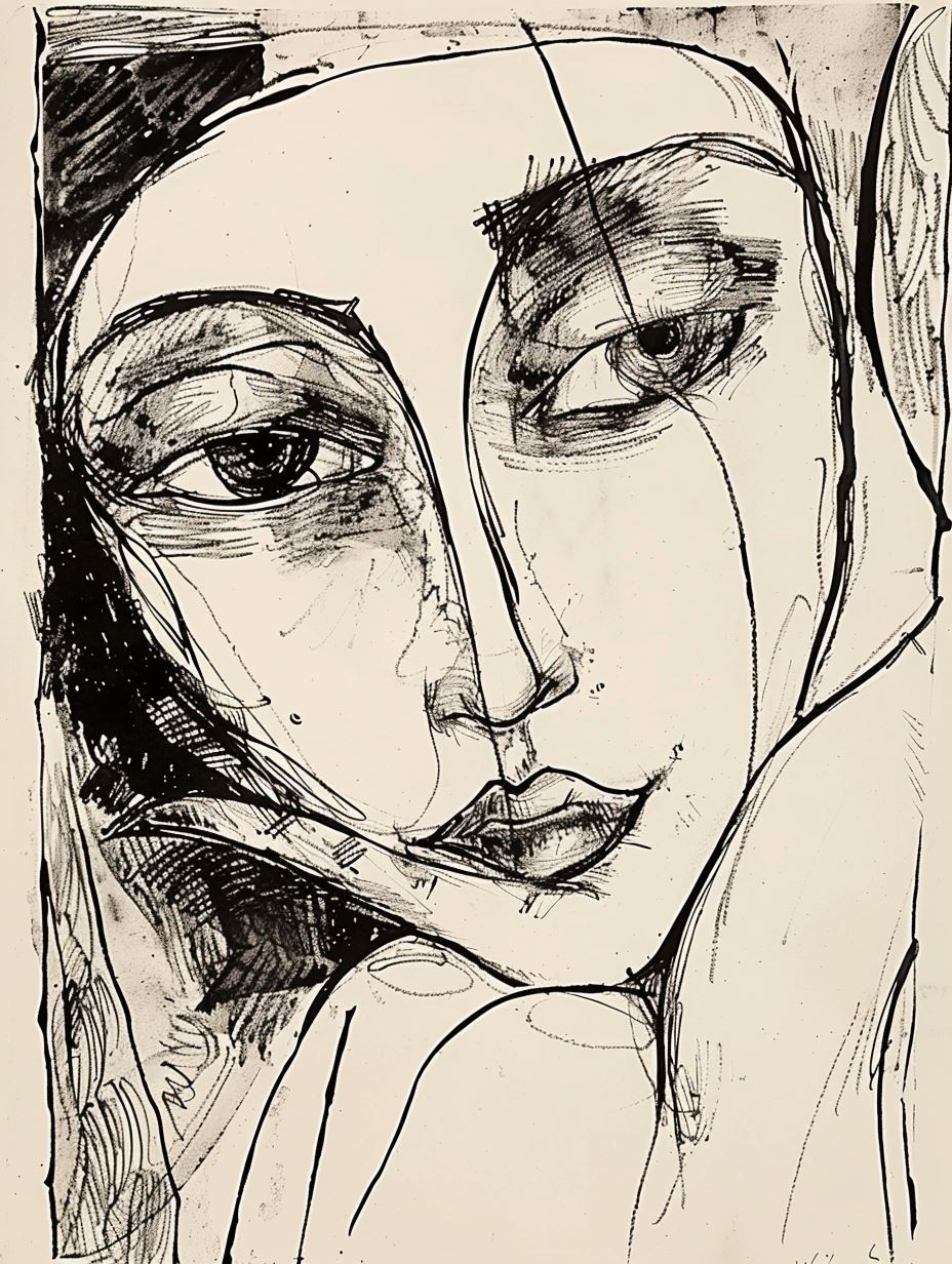 Abstract Ink Portrait Study