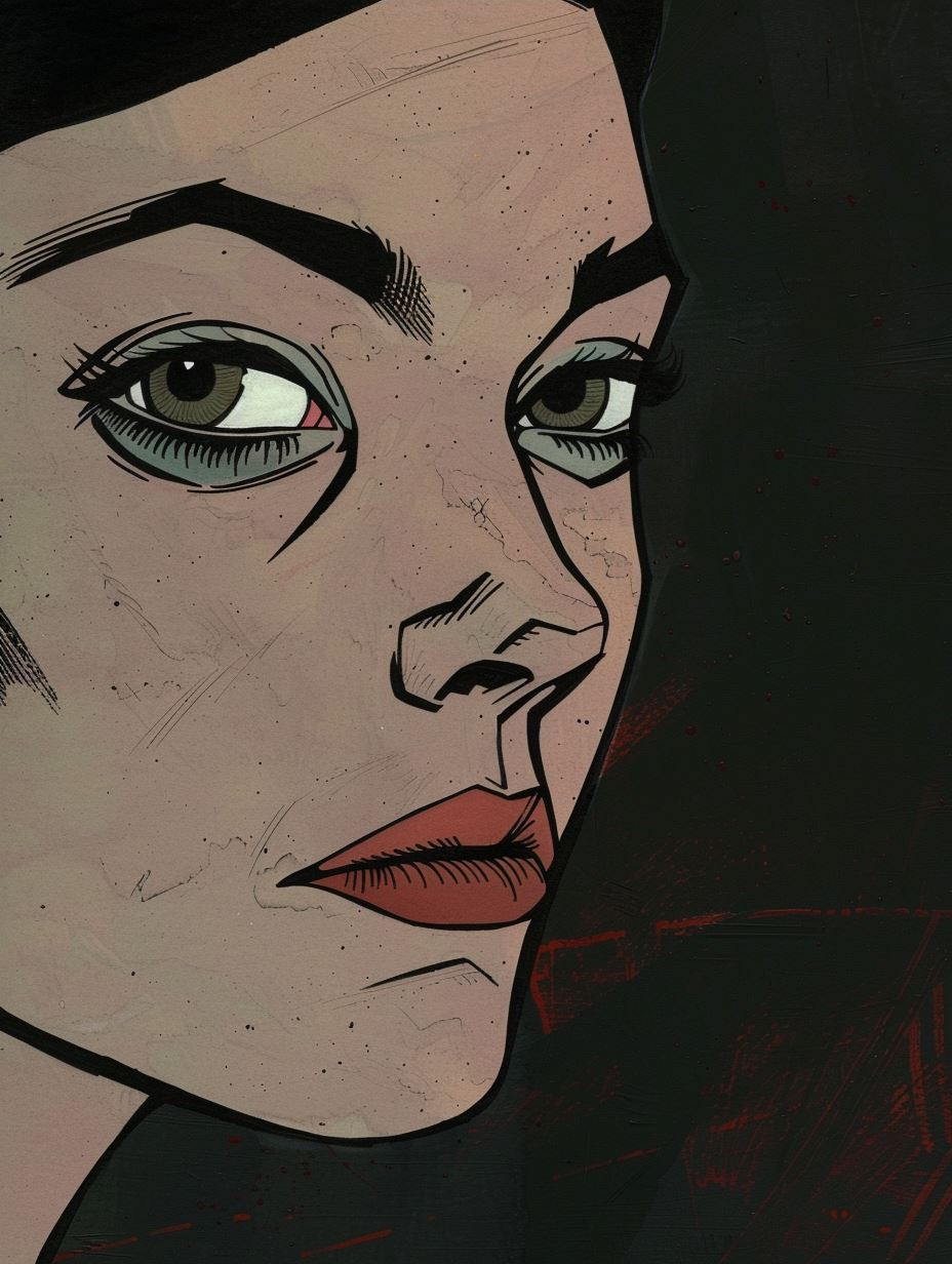 Noir Crimson Graphic Portrait