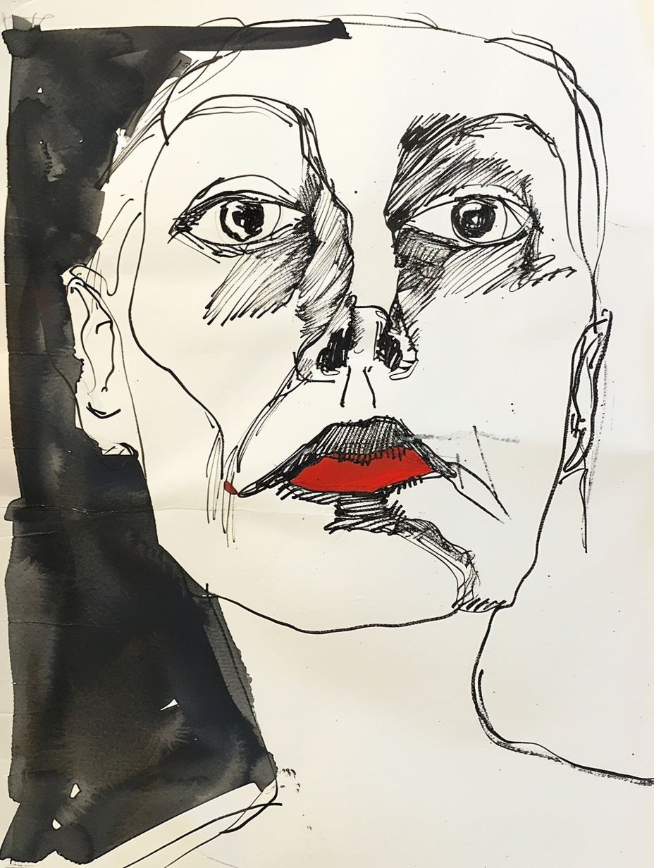 Crimson Ink Portrait
