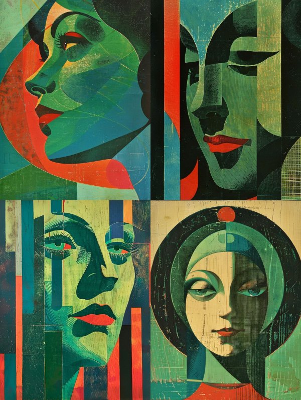 Geometric Prism Portrait in Teal