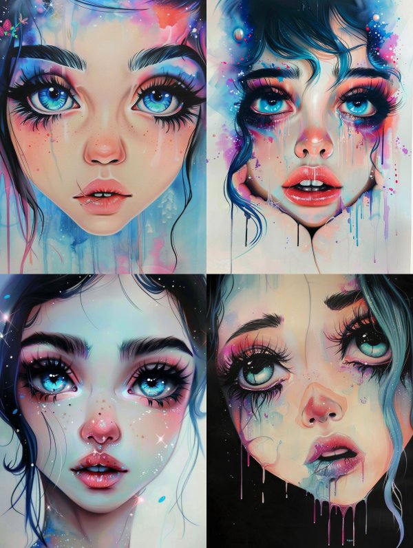 Ethereal Gaze in Watercolor Dreams