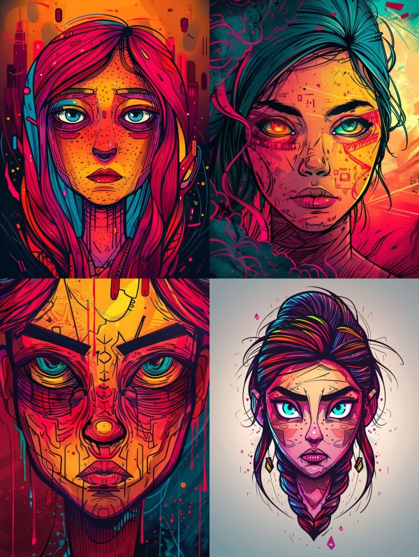 Vibrant Neon Portrait Collage