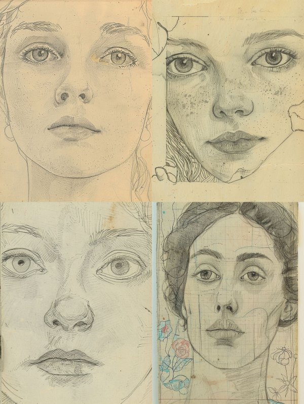 Vintage Graphite Portrait Study