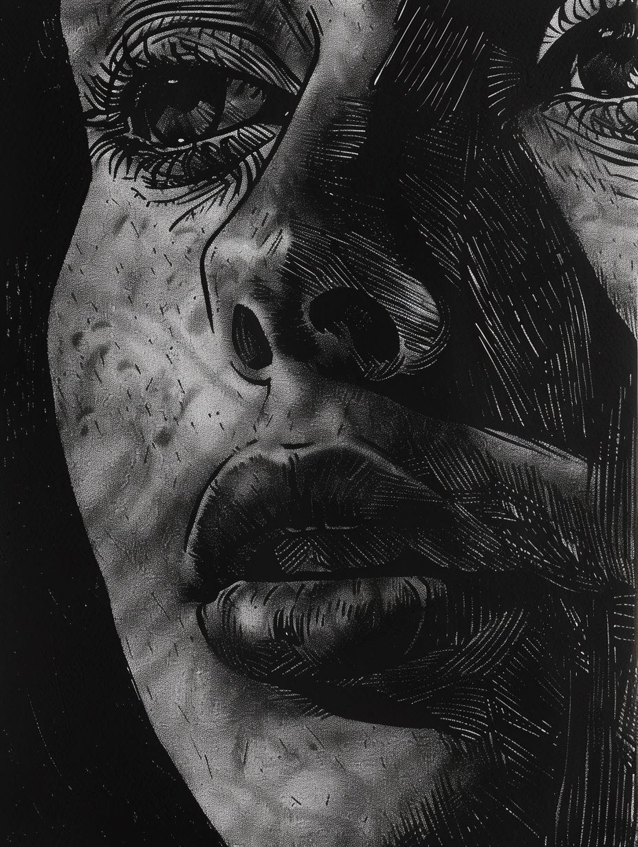 Gritty Monochrome Ink Portrait