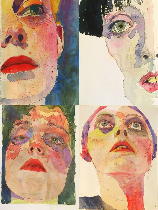 Abstract Watercolor Portrait Study