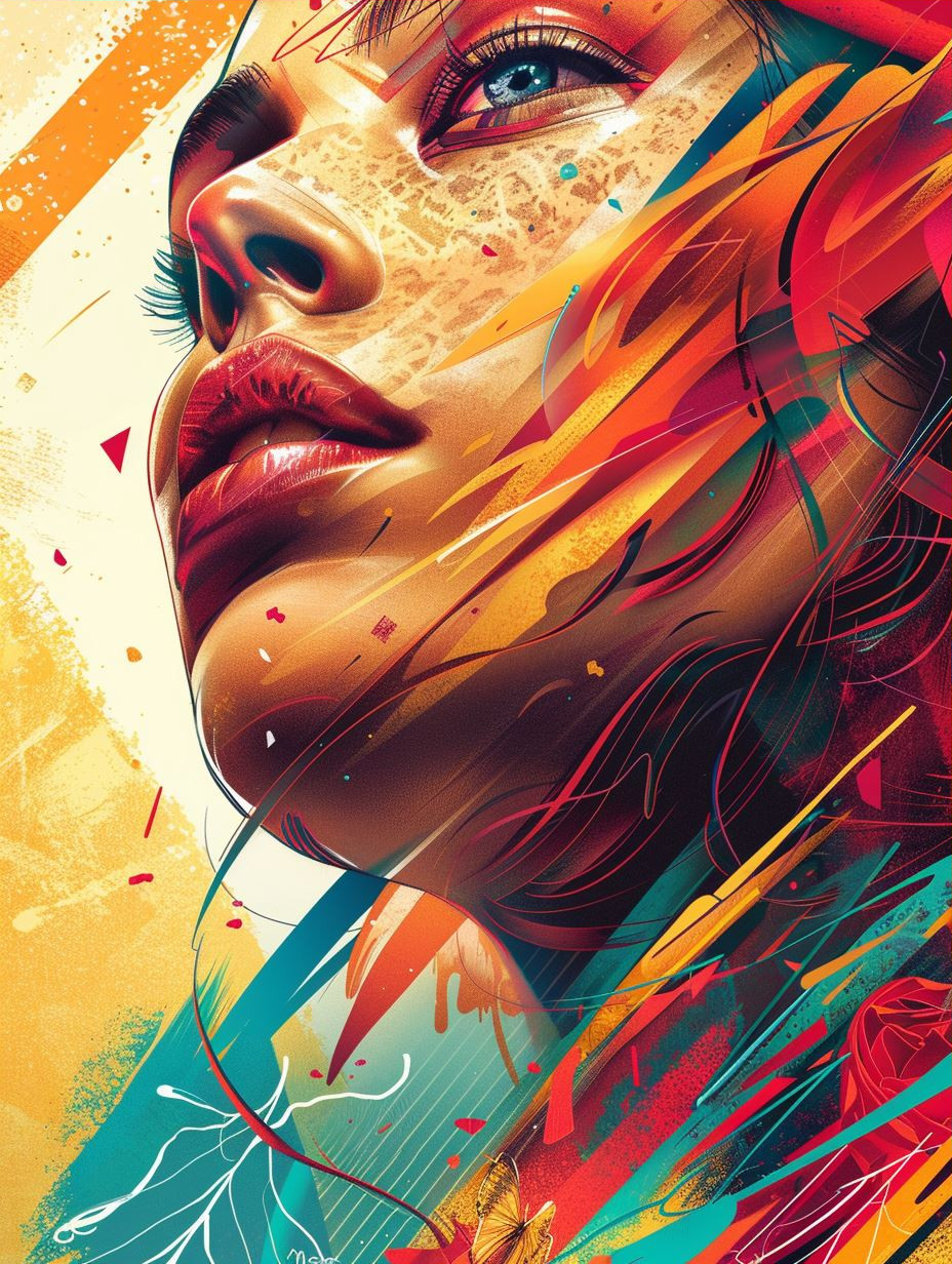 Vibrant Neon Prism Portrait