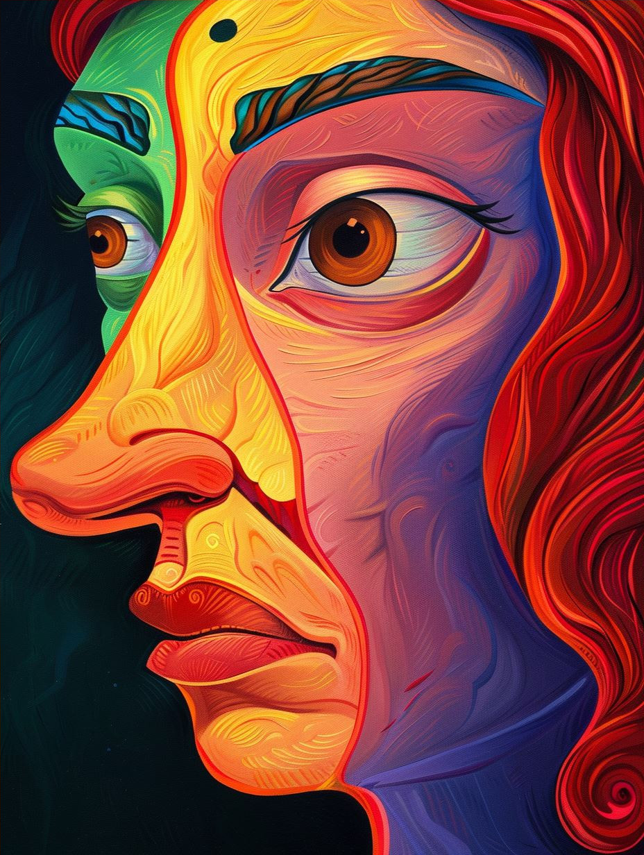 Vibrant Crimson Tresses Portrait