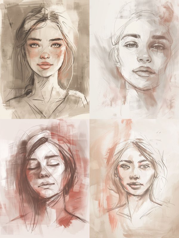 Ethereal Charcoal Sketch Portrait