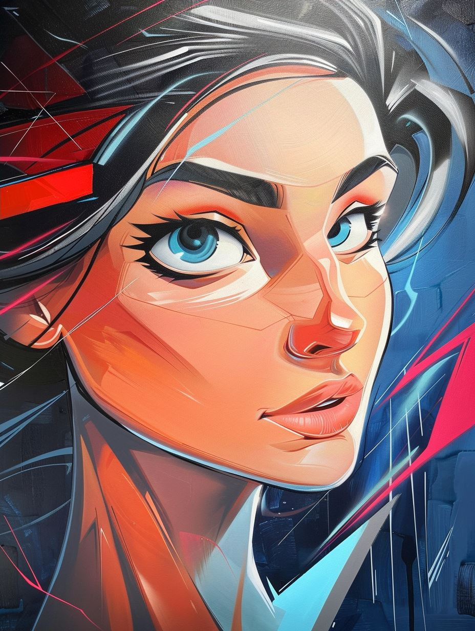 Electric Azure Gaze Portrait