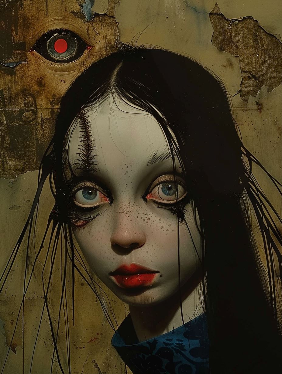 Haunting Gaze of Gothic Sorrow