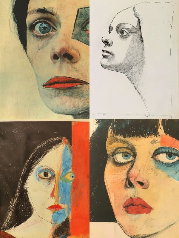 Fragmented Gaze Mixed Media Portrait