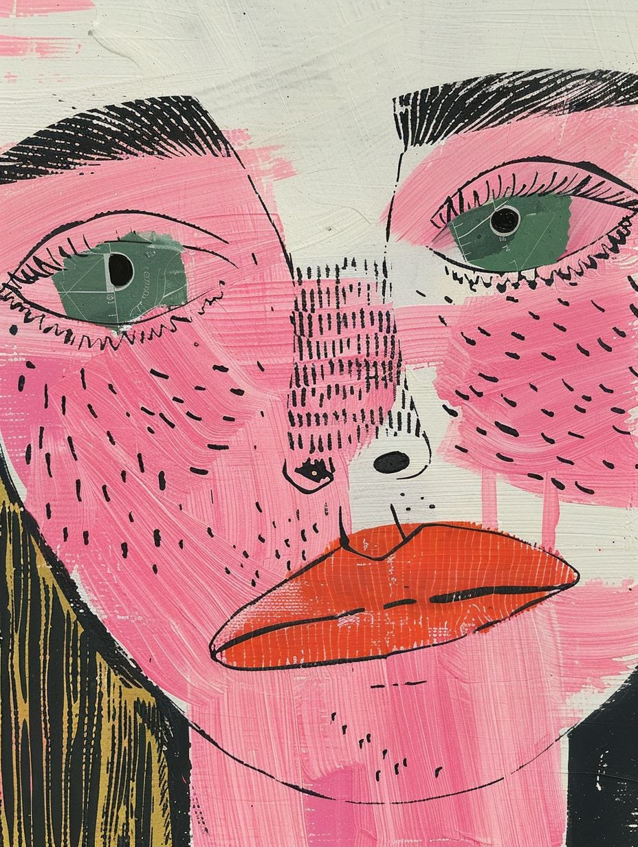 Neon Pink Mixed Media Portrait