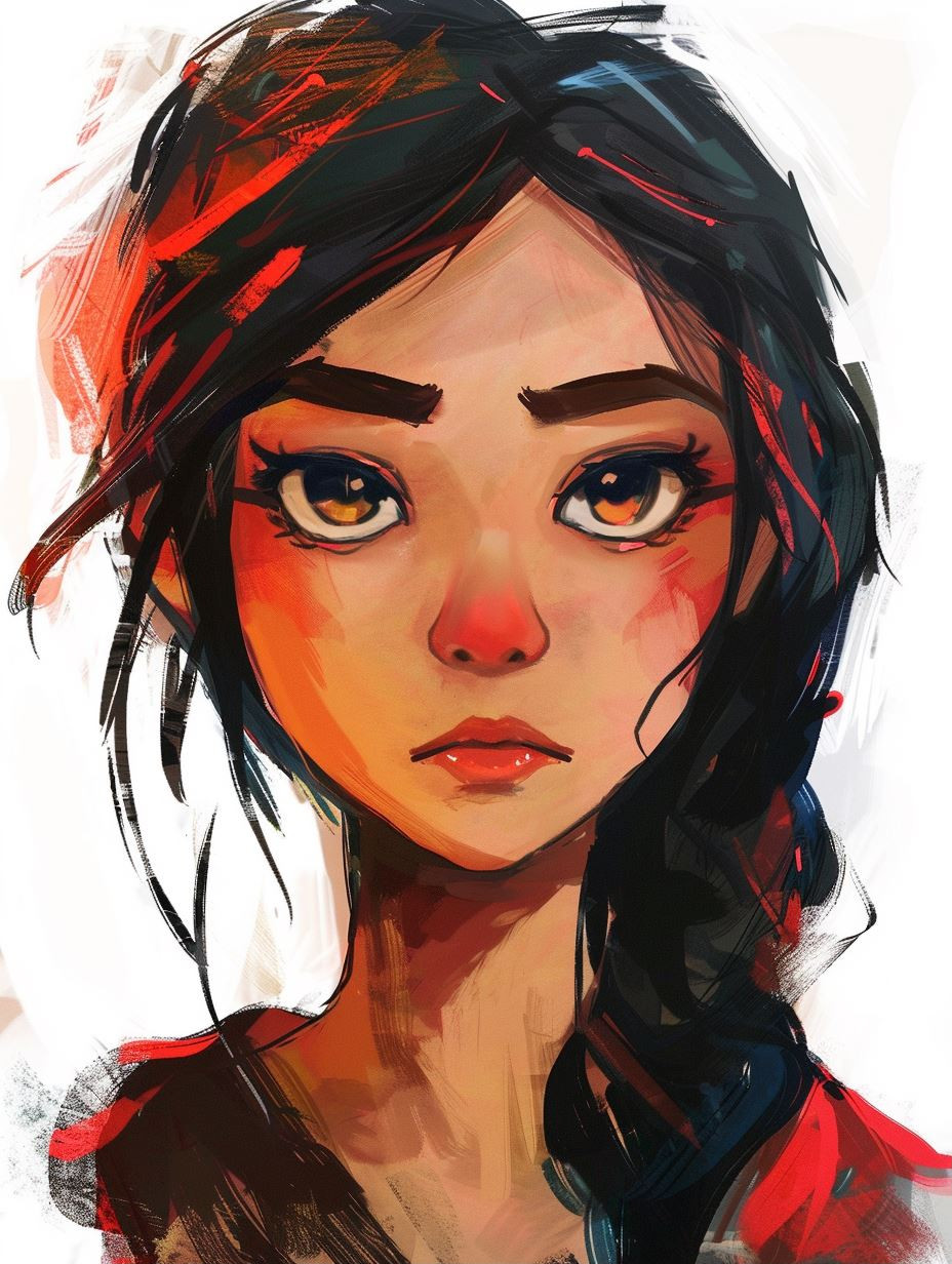 Crimson Brushstroke Muse
