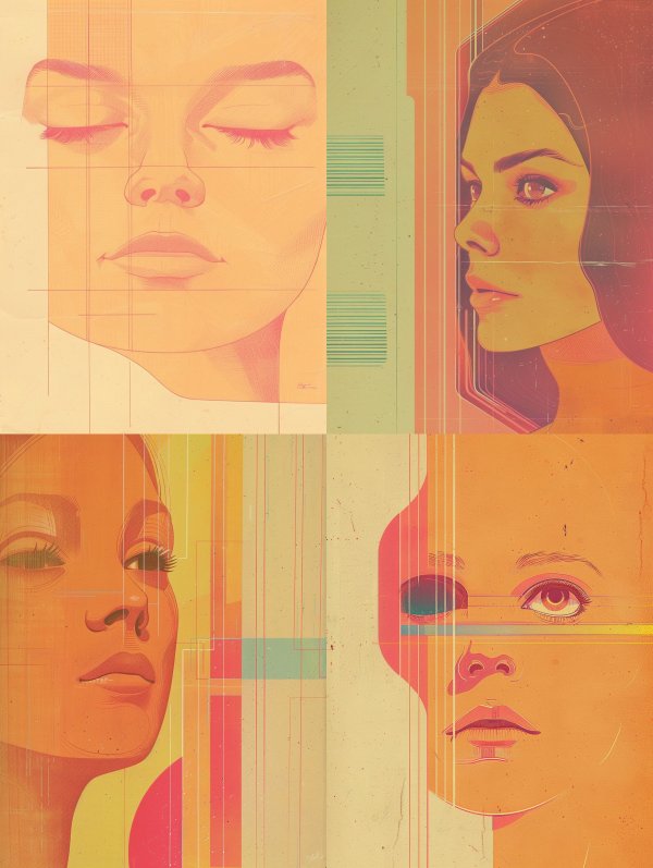 Ethereal Peach Geometric Portrait