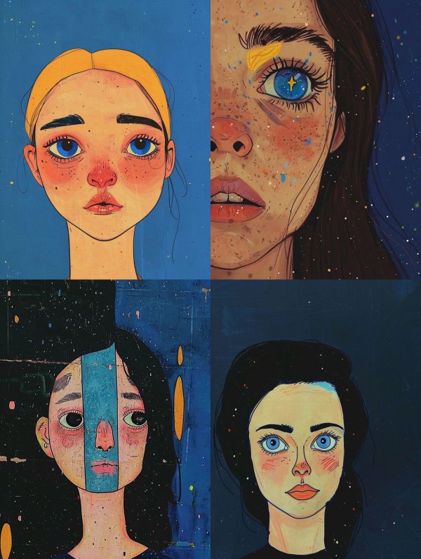Melancholy Gaze in Blue