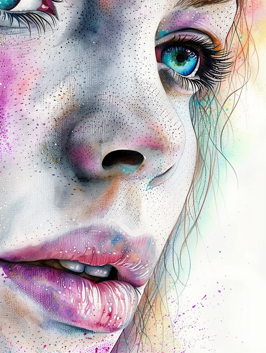 Prismatic Watercolor Dream Portrait