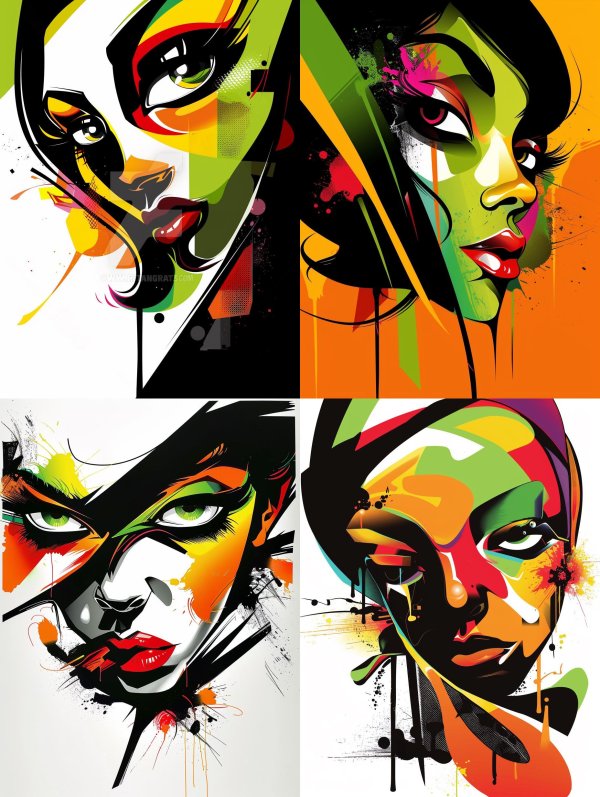 Vibrant Geometric Pop Art Portrait