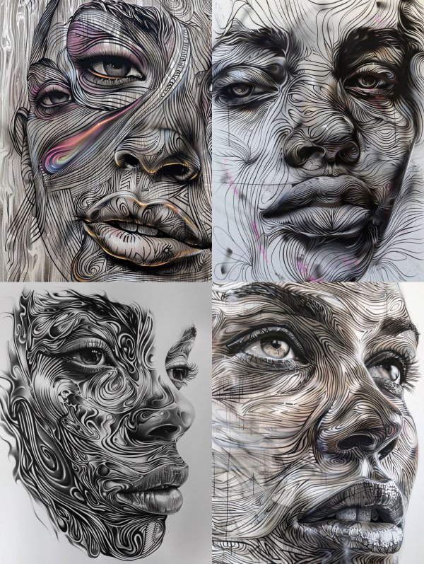 Surrealist Charcoal Portrait Studies