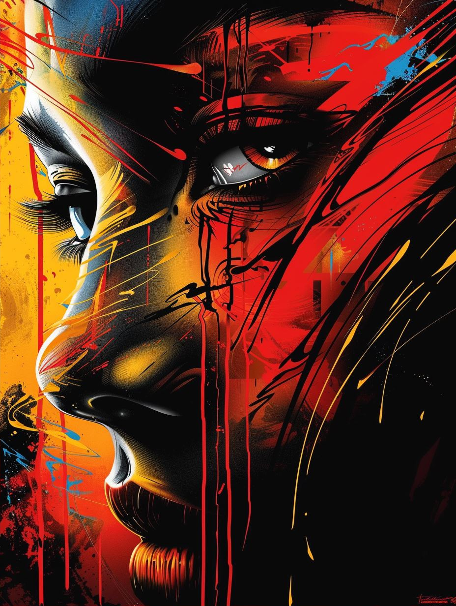 Vibrant Liquid Neon Portrait