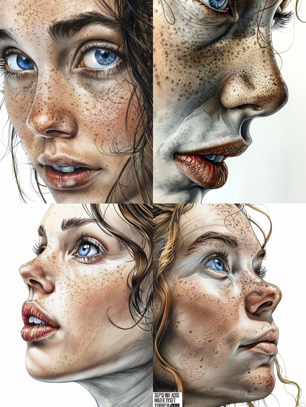 Hyper-Realistic Freckled Portrait Study