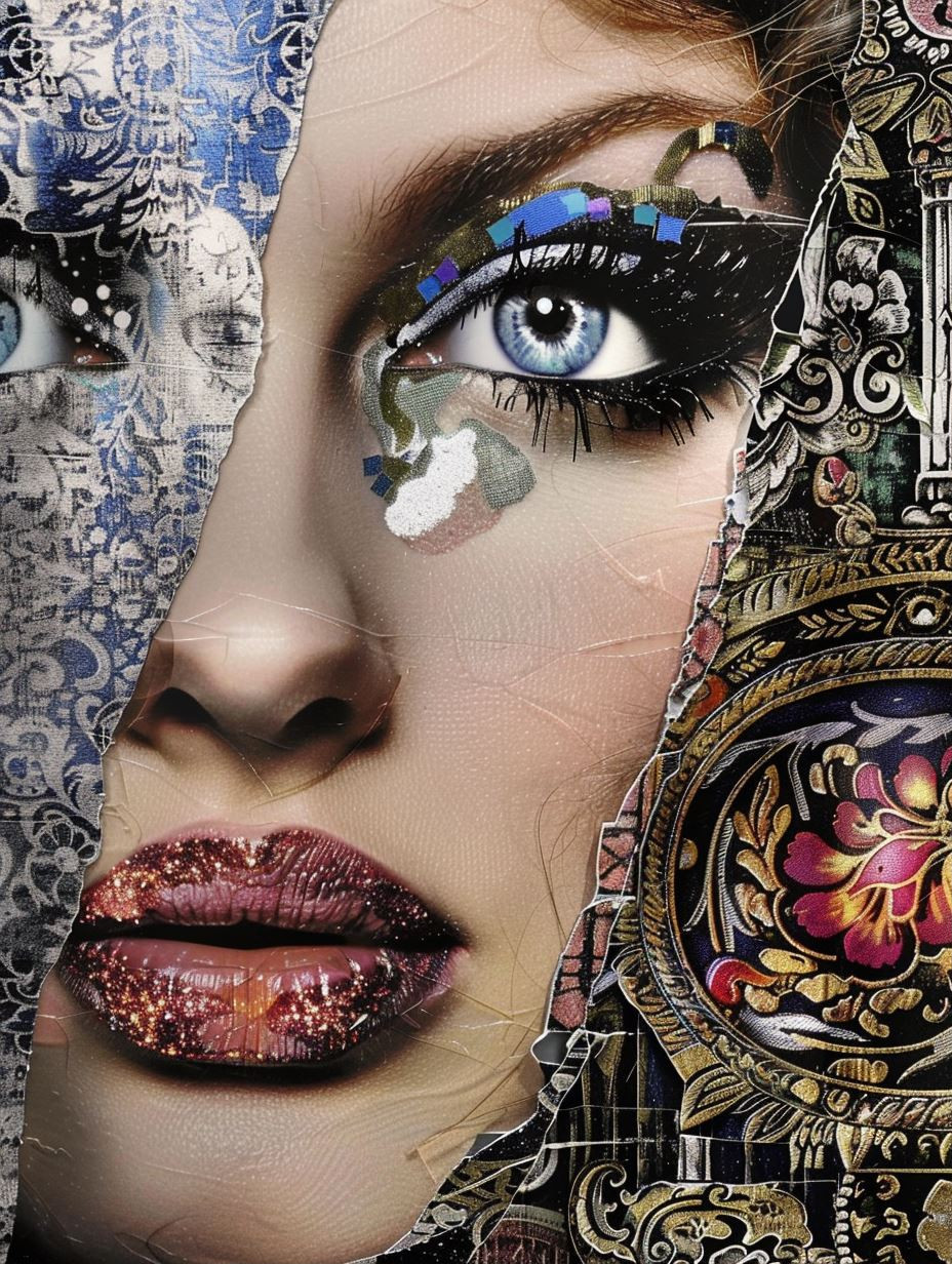 Fragmented Elegance Mixed Media Portrait