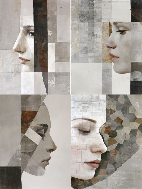 Fragmented Gaze in Neutral Tones
