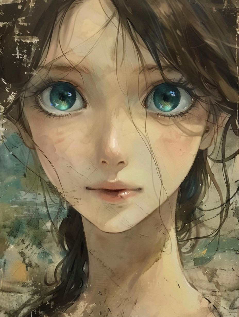 Melancholic Ink Wash Portrait