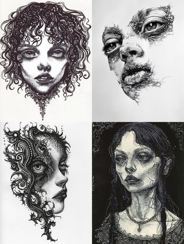 Intricate Gothic Ink Portrait