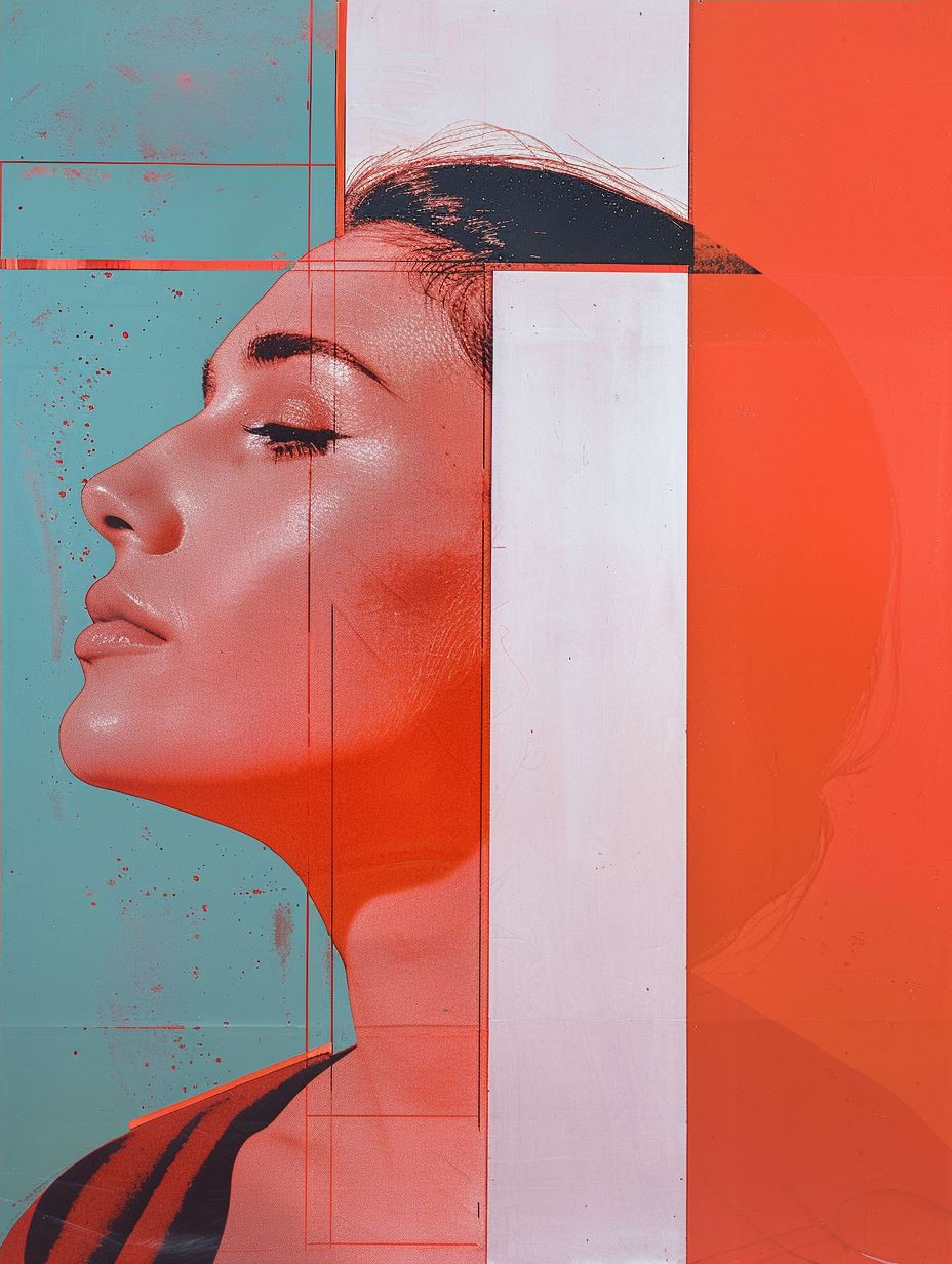Crimson Fragmented Portrait Study