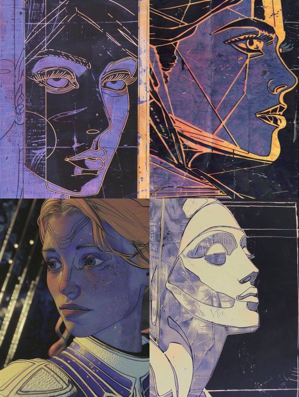 Neon Noir Geometric Portrait