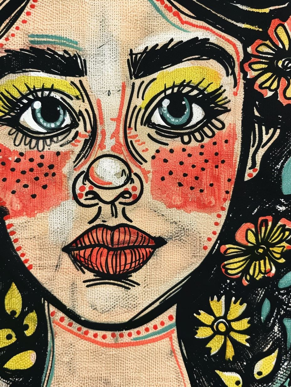 Bohemian Folk Art Portrait - Image 1