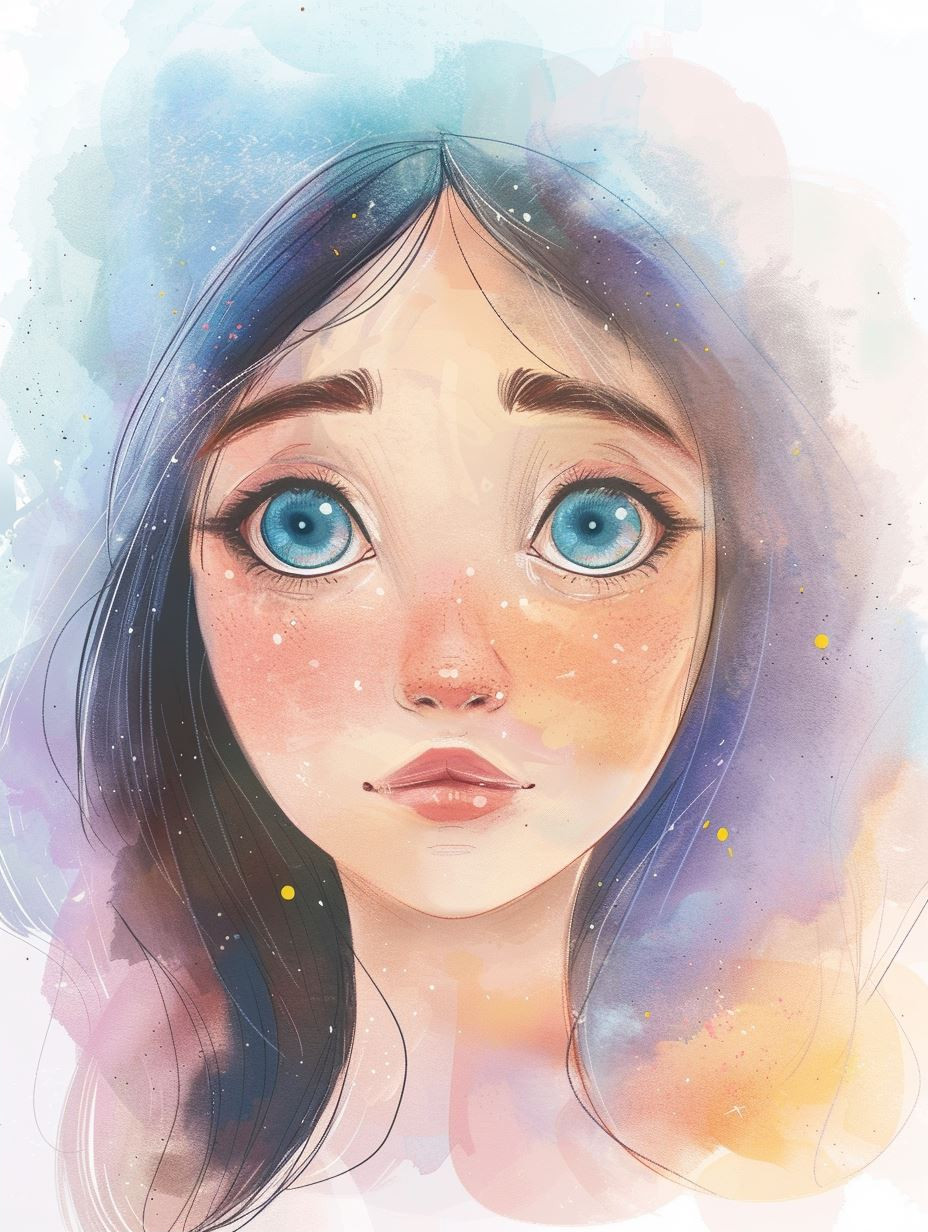 Ethereal Watercolor Gaze