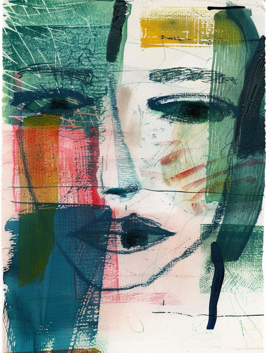 Abstract Fragmented Azure Portrait