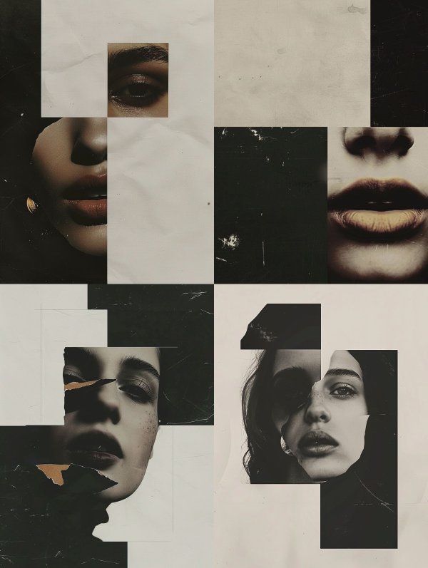 Fragmented Gaze Mixed Media Collage