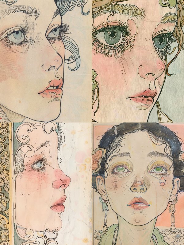 Ethereal Watercolor Portrait Studies