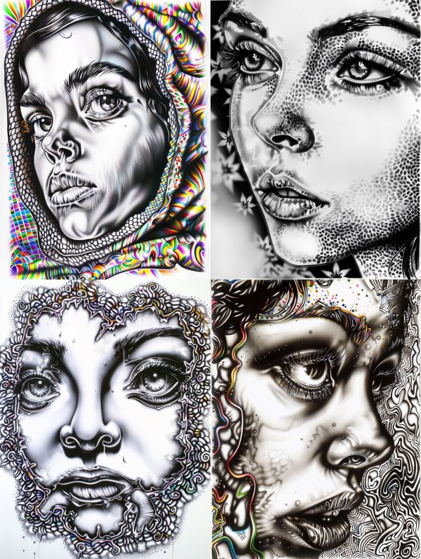 Psychedelic Monochrome Portrait Study