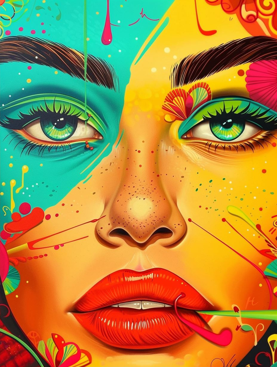 Neon Pop Surrealist Portrait